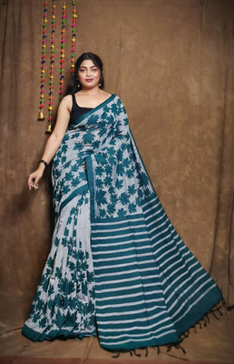 Joyguru Textile Printed Sambalpuri Cotton Blend Saree(Multicolor)