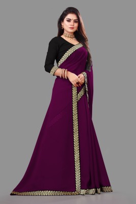 univorsal corporetion Solid/Plain Bollywood Georgette Saree(Purple)