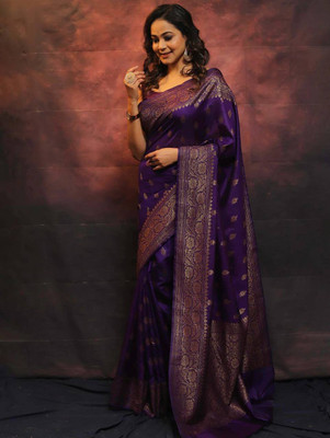 GATISHVAM TEXTILE Woven Banarasi Art Silk Saree(Purple)