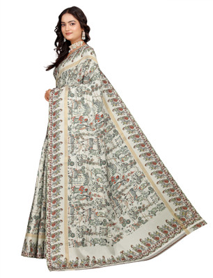 HouseOfCommon Printed Kanjivaram Pure Cotton, Cotton Silk Saree(Multicolor)