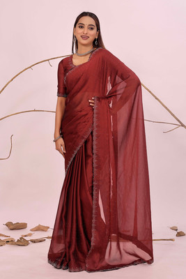 Saadhvi Self Design Bollywood Georgette Saree(Red)