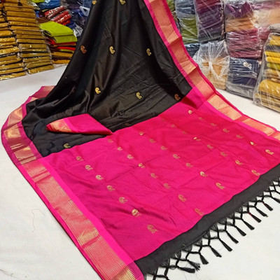 NST5 Woven Kanjivaram Cotton Silk, Organza Saree(Multicolor)