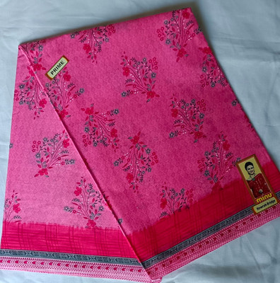 Minu Fashion Floral Print, Woven, Printed, Digital Print Bollywood Pure Cotton Saree(Pink)