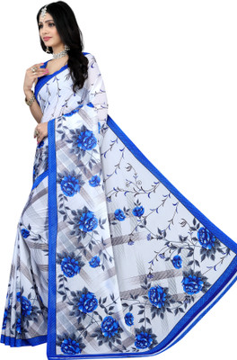 Leelavati Printed Bollywood Georgette Saree(White)