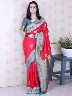 Nayanthara Trends Woven Banarasi Silk Blend Saree(Pink)