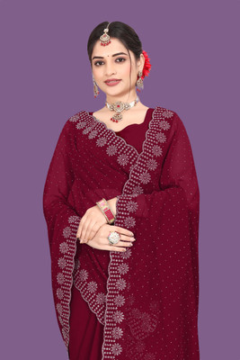 Shiv Febric Self Design Sambalpuri Chiffon Saree(Maroon)