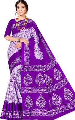 SARITA SAREES Printed Sambalpuri Pure Cotton Saree(Purple)