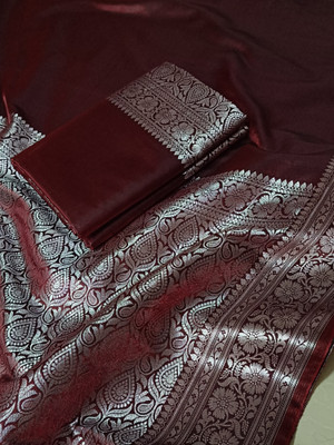 PremiumTextiles Self Design Banarasi Pure Silk Saree(Maroon)