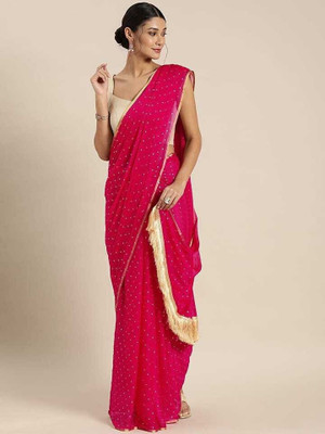 mamtasaree Printed Daily Wear Net, Chiffon Saree(Red)