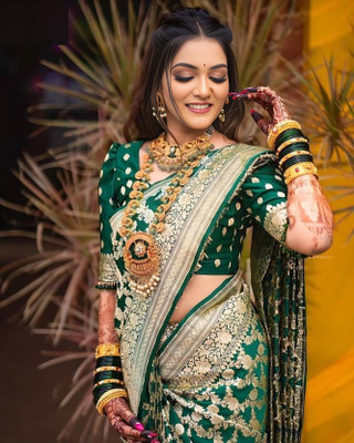 SWAMI STUDIO Self Design Banarasi Art Silk Saree(Green)