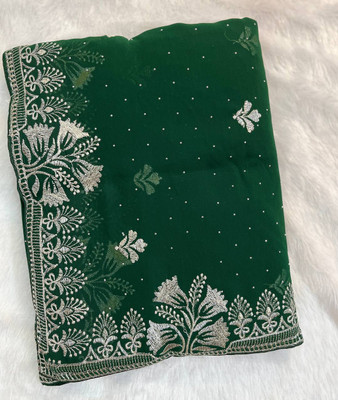 Pallu Patola Printed Banarasi Georgette Saree(Green)