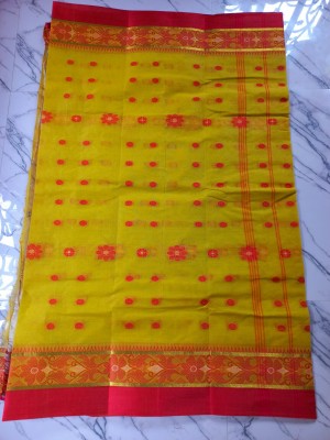 Maasaree Woven Jamdani Pure Cotton Saree(Brown)