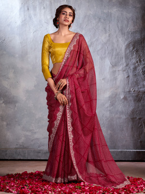 Tasrika Embellished Bollywood Chiffon Saree(Maroon)