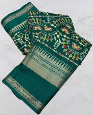 Online Bazaaar Printed Bollywood Art Silk, Silk Blend Saree(Light Green)