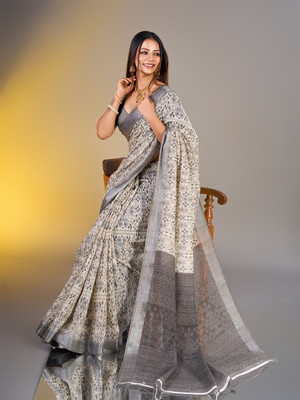 Virendra Textile Printed Bollywood Cotton Blend Saree(Multicolor)