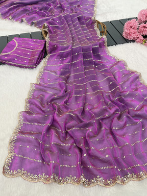 K 5 FASHION Embellished, Floral Print Bollywood Jimmy choo Saree(Magenta)