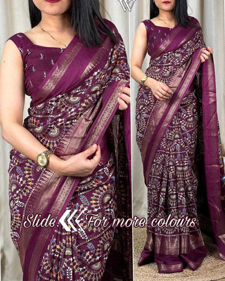 Mitu Enterprise Printed Bollywood Pure Silk Saree(Maroon)