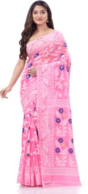 Desh Bidesh Woven Handloom Pure Cotton Saree(Pink)