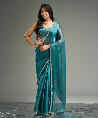 KASEE Embellished Bollywood Chiffon Saree(Blue)