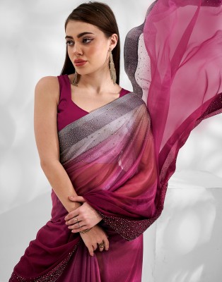 Samah Embellished Bollywood Lycra Blend Saree(Pink, Grey)