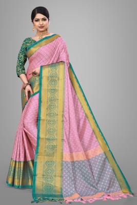 Miss mellow Woven Banarasi Jacquard Saree(Pink)