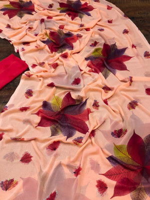 VISIONEMBRO Printed Bollywood Georgette Saree(Multicolor)