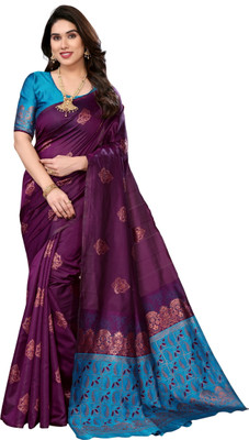 Shubh Mangalam Creation Self Design Bollywood Art Silk Saree(Blue)