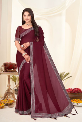 Prem Enterprises Self Design Bollywood Georgette Saree(Maroon)