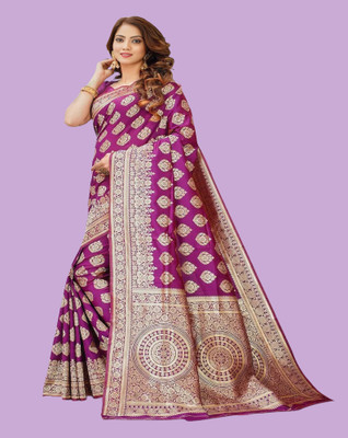 SWAMI STUDIO Embellished Mekhela Chador Jacquard Saree(Purple)