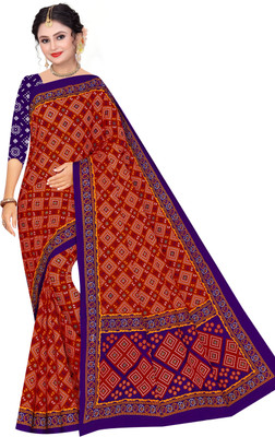 SARITA SAREES Printed Bandhani Pure Cotton Saree(Red)