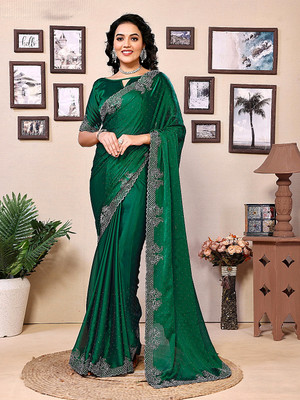 Anjani Textile Embellished Daily Wear Art Silk Saree(Green)