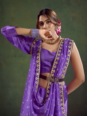 Sareemall Embellished Bollywood Chiffon Saree(Purple)