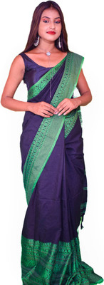 HouseOfCommon Self Design Tant Handloom Pure Cotton Saree(Black)