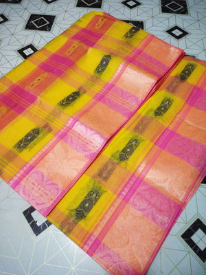 Parbati fashion Self Design Tant Pure Cotton Saree(Multicolor)