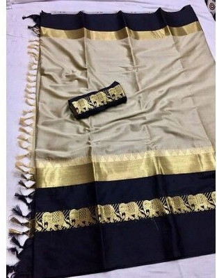 Hashir textile Embroidered Banarasi Cotton Silk Saree(Multicolor)
