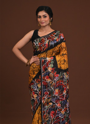 Ramshyam Collection Woven Kantha Pure Silk Saree(Multicolor)