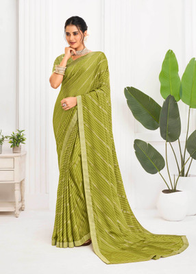 Laxmipati sarees Printed Saree with Attached Blouse Silk Blend Saree(Green)
