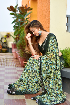 Moda Rapido Printed Bollywood Georgette Saree(Green)