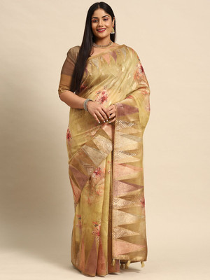 Sztori Woven, Self Design Bollywood Cotton Linen Saree(Multicolor)