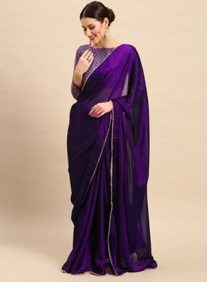 mahi creation Self Design Daily Wear Satin Saree(Purple)
