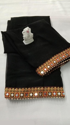 OKTAT Dyed Bollywood Georgette Saree(Black)