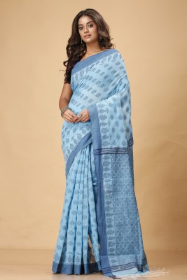 Grivana Self Design Handloom Handloom Cotton Blend Saree(Blue)