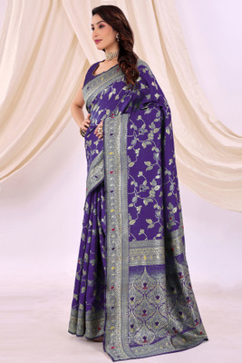 VKARAN Printed Kanjivaram Art Silk Saree(Purple)