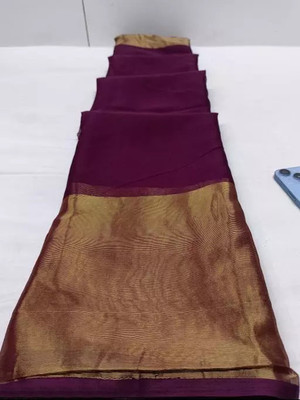 Vragi Solid/Plain Bollywood Chiffon Saree(Magenta)