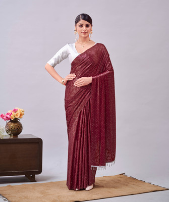 DIVYASHAKTI FASHION Embellished Bollywood Lycra Blend Saree(Maroon)