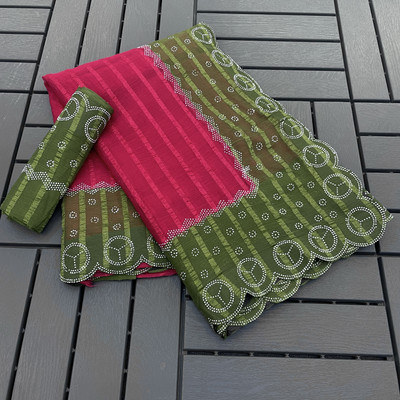 KHRITI FAB Embellished Bollywood Georgette Saree(Light Green)