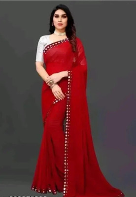 MAHARAJ SAREES Digital Print Bollywood Georgette Saree(Pack of 2, Red)