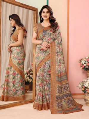 Vedant Vastram Self Design Kota Doria Cotton Blend Saree(Brown)
