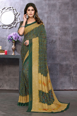 YASHIKA Printed, Digital Print Daily Wear Georgette Saree(Green)