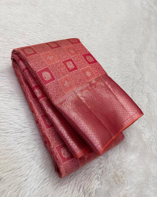 MAHADEV DESIGN Woven Kanjivaram Pure Silk Saree(Pink)